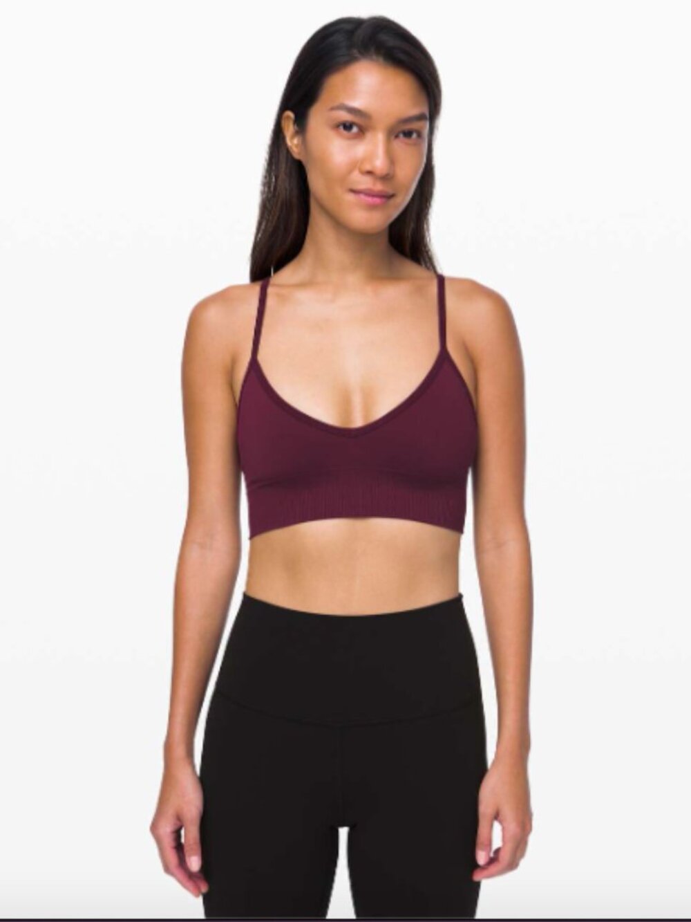 Lululemon Ebb To Street Bra II Sports Bra Burgundy Dark Adobe Size: 4